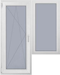 Балконный блок с одностворчатым глухим окном и поворотно-откидной дверью